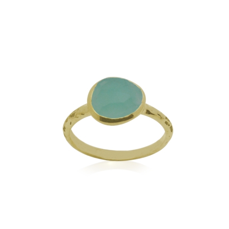 zilver vergulde chalcedoon aqua ring R5g-077cd